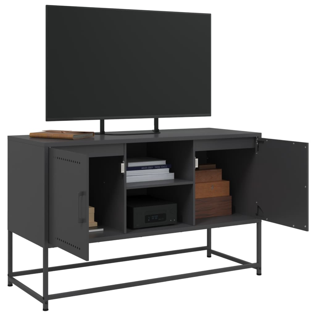 vidaXL Szafka pod telewizor, czarna, 100,5x39x60,5 cm, stalowa