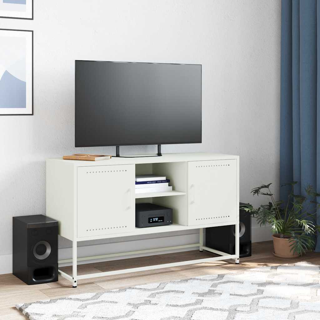 vidaXL Szafka pod telewizor, biała, 100,5x39x60,5 cm, stalowa