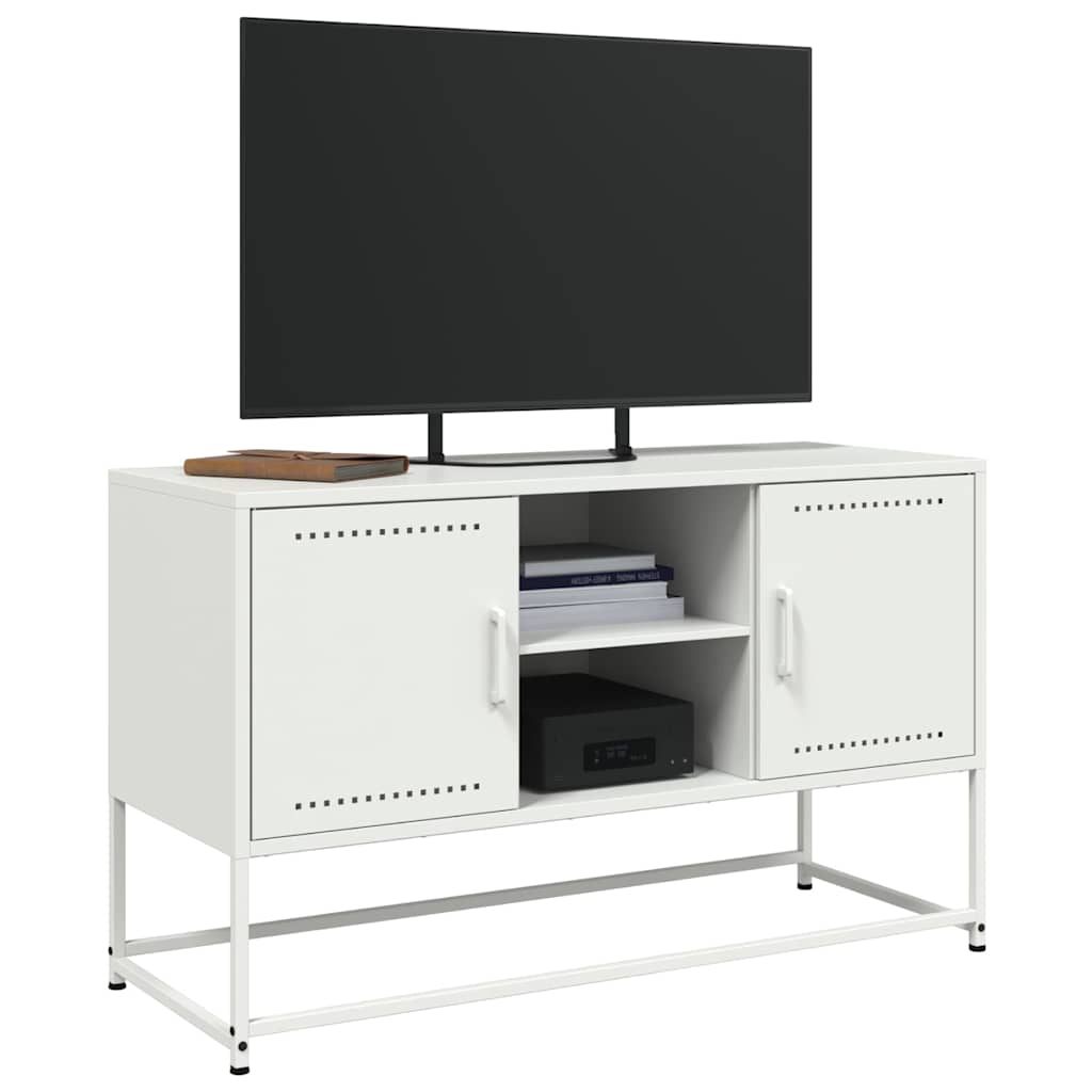 vidaXL Szafka pod telewizor, biała, 100,5x39x60,5 cm, stalowa