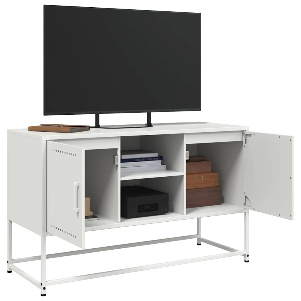 vidaXL Szafka pod telewizor, biała, 100,5x39x60,5 cm, stalowa