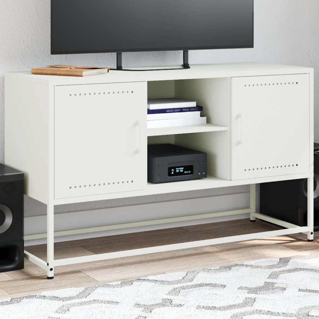 vidaXL Szafka pod telewizor, biała, 100,5x39x60,5 cm, stalowa