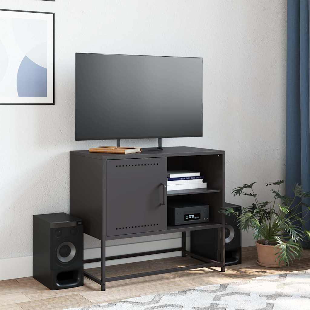 vidaXL Szafka pod telewizor, czarna, 68x39x60,5 cm, stalowa