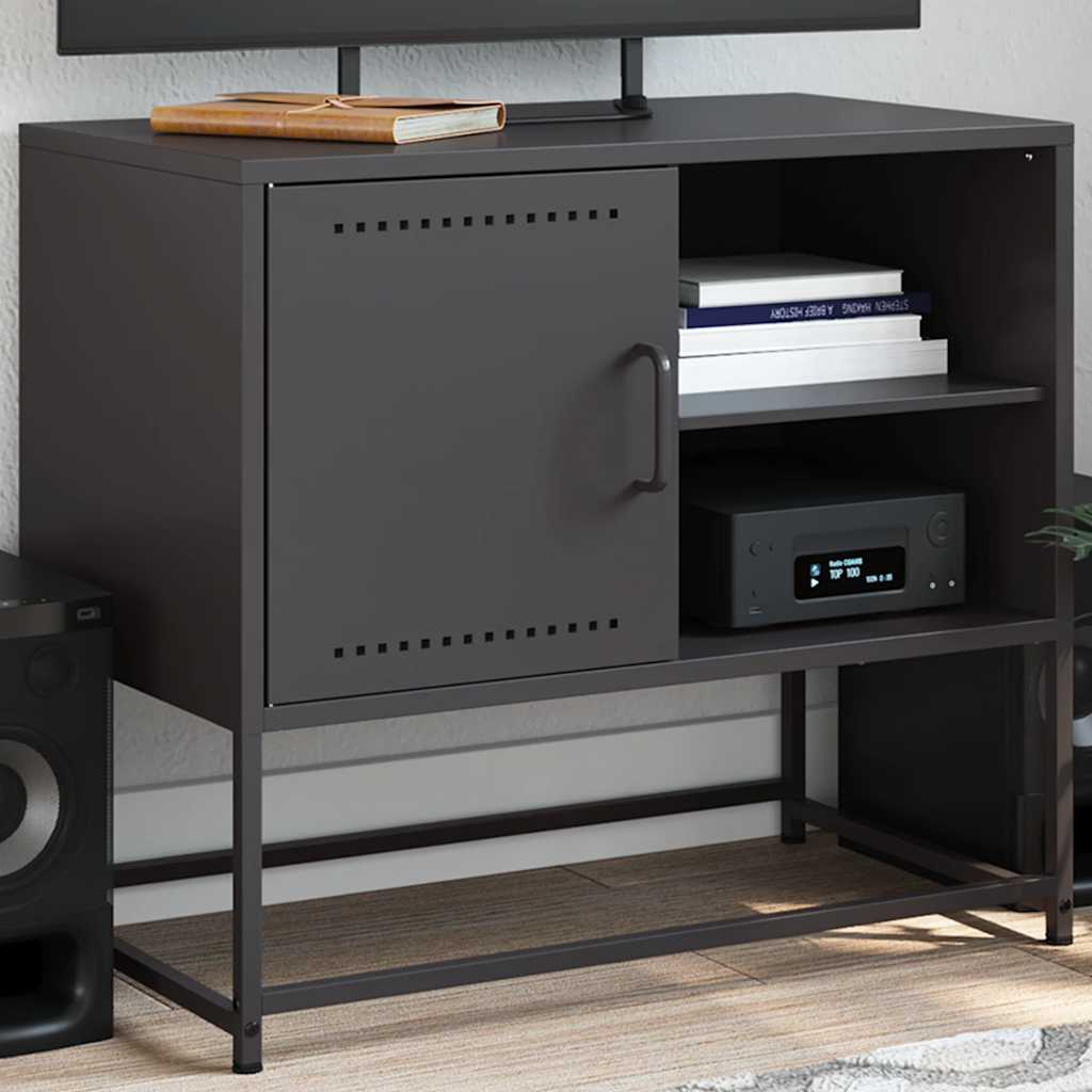 vidaXL Szafka pod telewizor, czarna, 68x39x60,5 cm, stalowa