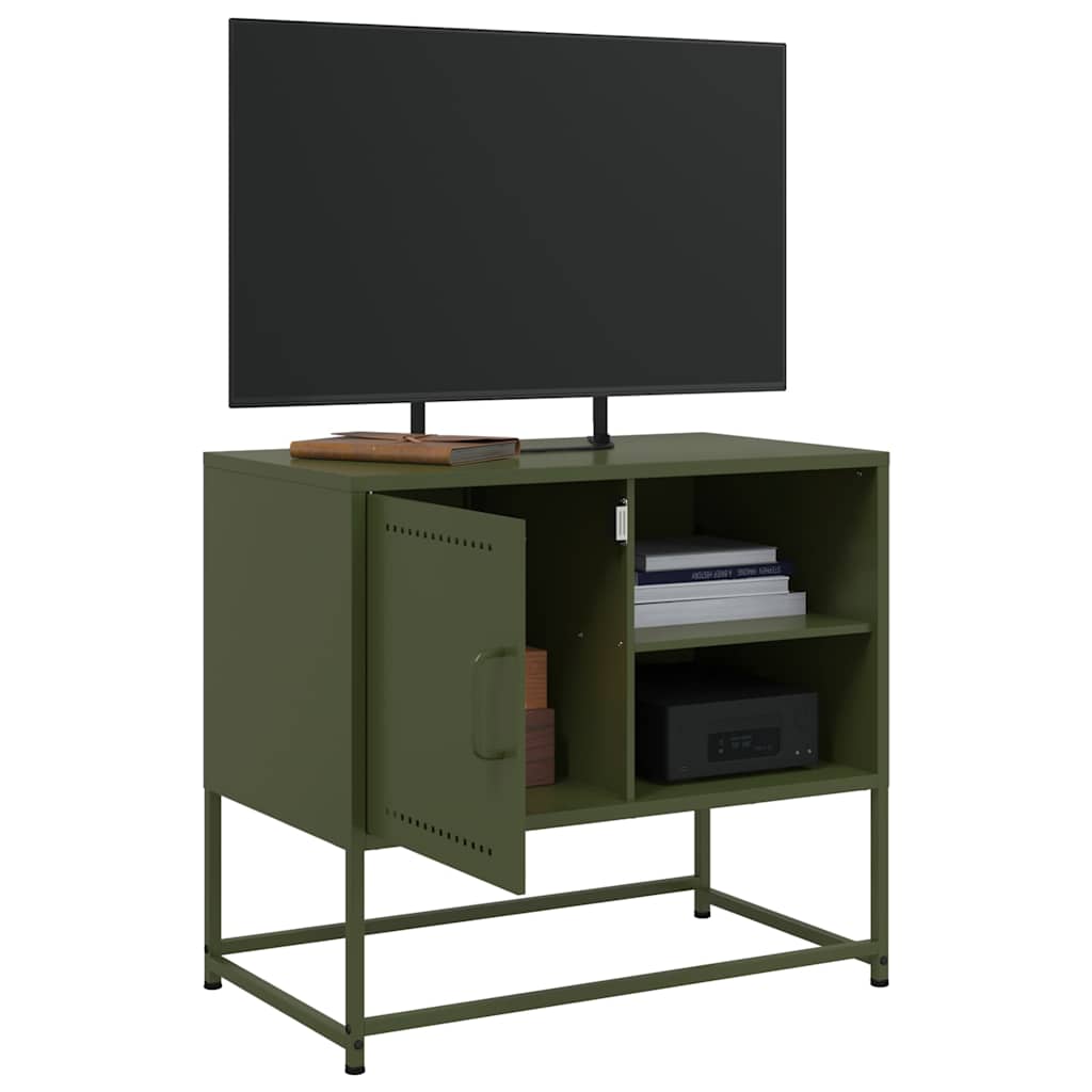 vidaXL Szafka pod telewizor, oliwkowa, 68x39x60,5 cm, stalowa