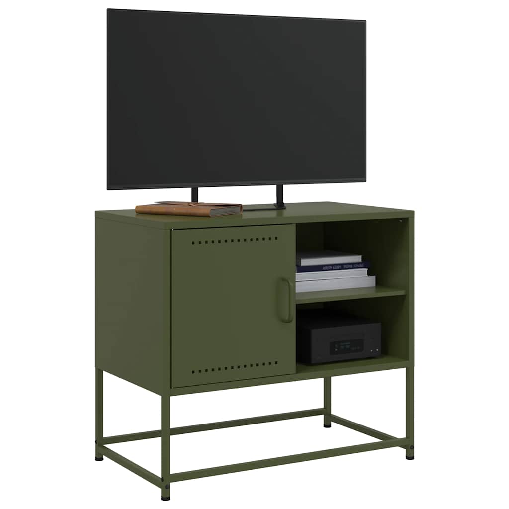 vidaXL Szafka pod telewizor, oliwkowa, 68x39x60,5 cm, stalowa