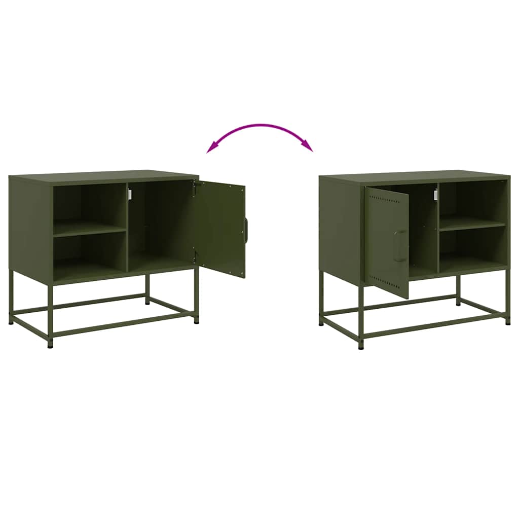 vidaXL Szafka pod telewizor, oliwkowa, 68x39x60,5 cm, stalowa