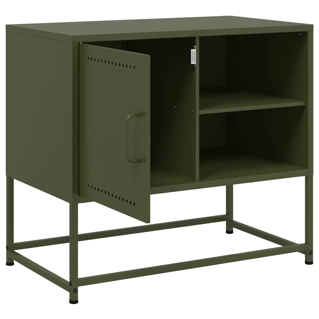 vidaXL Szafka pod telewizor, oliwkowa, 68x39x60,5 cm, stalowa