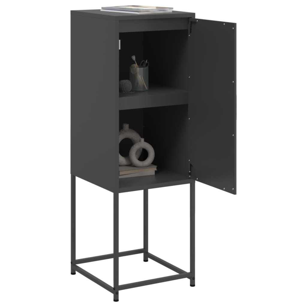 vidaXL Szafka, czarna, 36x39x107 cm, stal