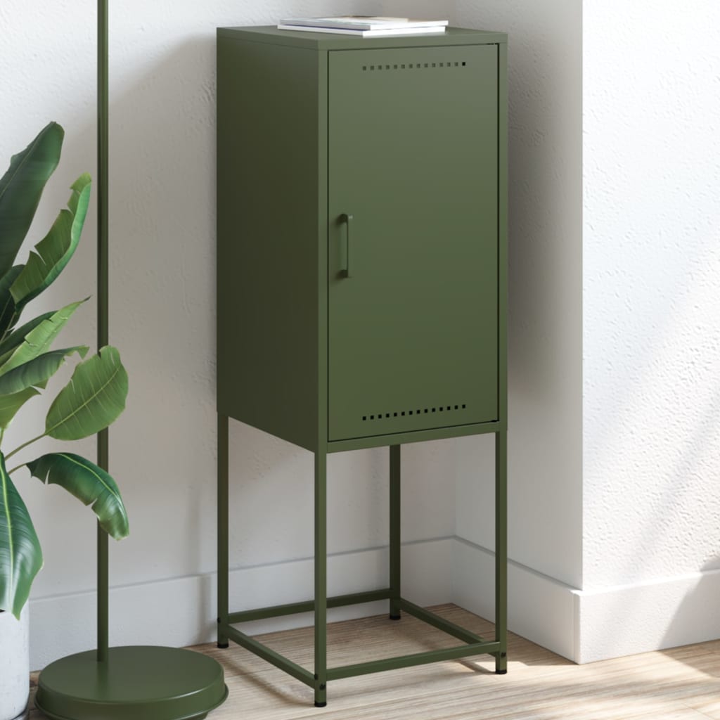 vidaXL Szafka, oliwkowa, 36x39x107 cm, stal