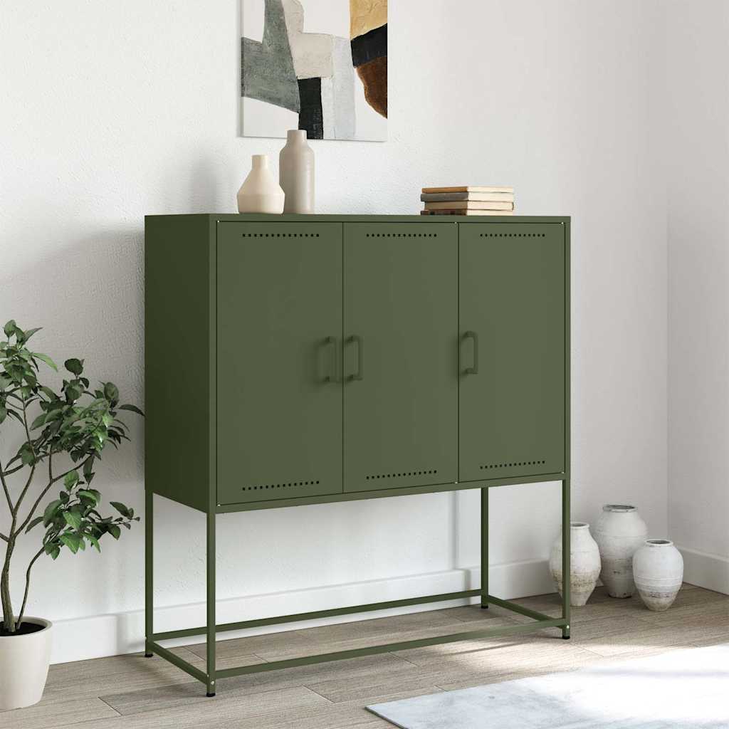 vidaXL Szafka, oliwkowa, 100,5x39x107 cm, stal