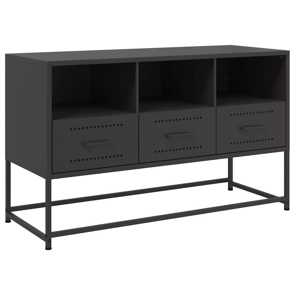 vidaXL Szafka pod telewizor, czarna, 100,5x39x60,5 cm, stalowa