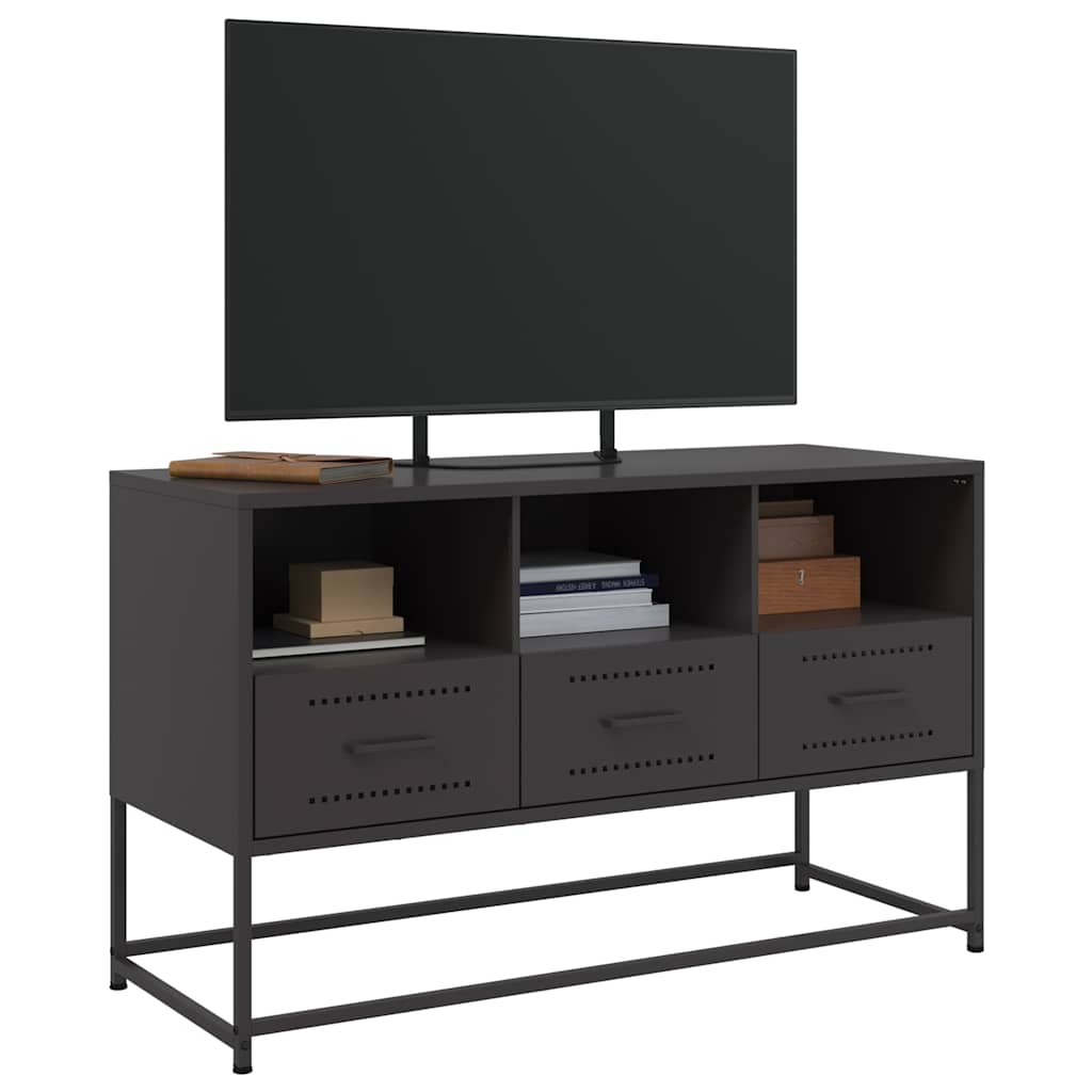 vidaXL Szafka pod telewizor, czarna, 100,5x39x60,5 cm, stalowa