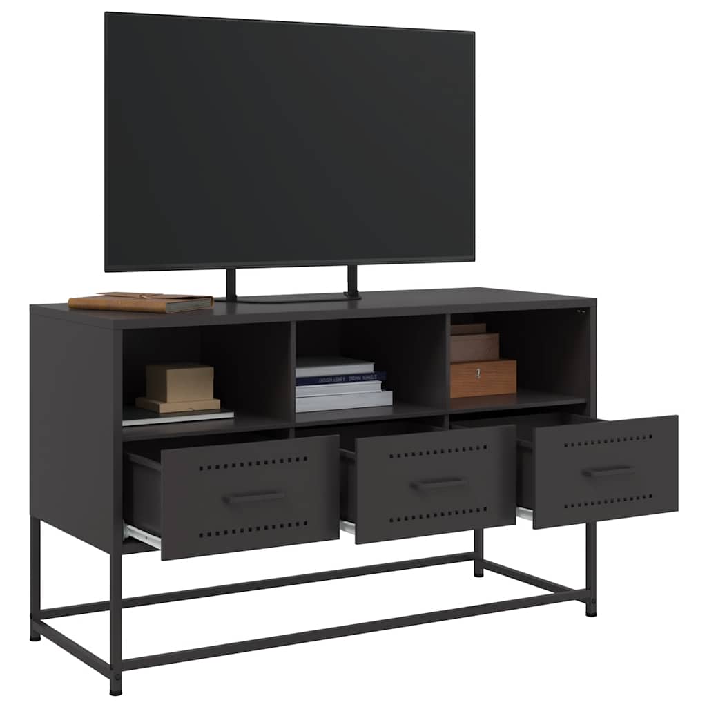 vidaXL Szafka pod telewizor, czarna, 100,5x39x60,5 cm, stalowa