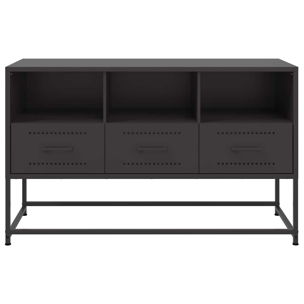 vidaXL Szafka pod telewizor, czarna, 100,5x39x60,5 cm, stalowa
