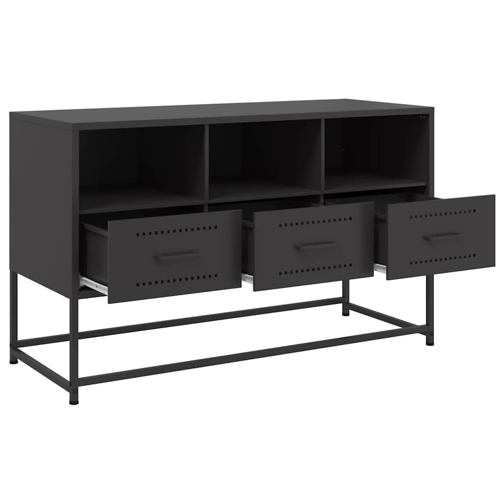 vidaXL Szafka pod telewizor, czarna, 100,5x39x60,5 cm, stalowa