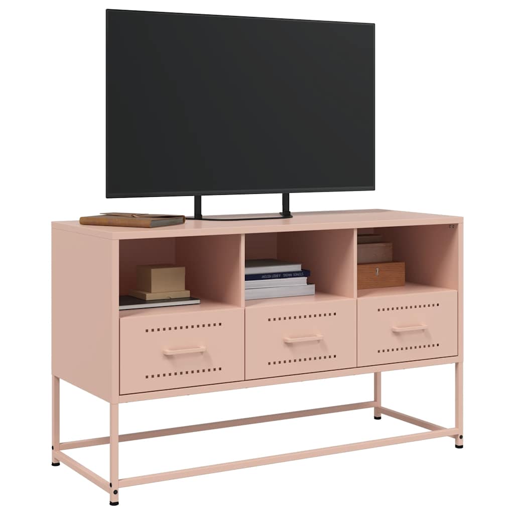 vidaXL Szafka pod telewizor, różowa, 100,5x39x60,5 cm, stalowa