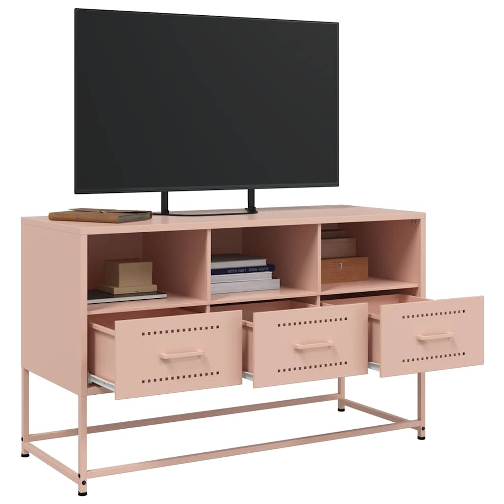 vidaXL Szafka pod telewizor, różowa, 100,5x39x60,5 cm, stalowa