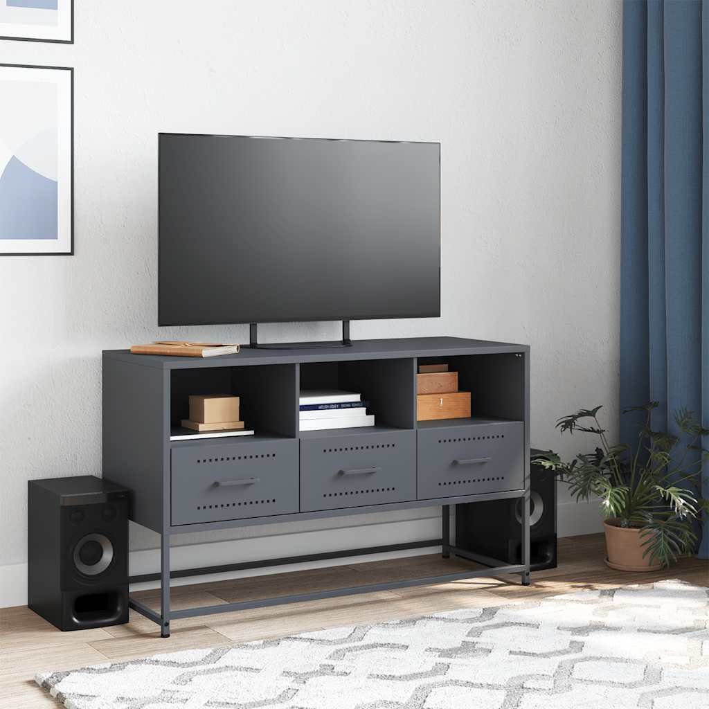 vidaXL Szafka pod telewizor, antracytowa, 100,5x39x60,5 cm, stalowa