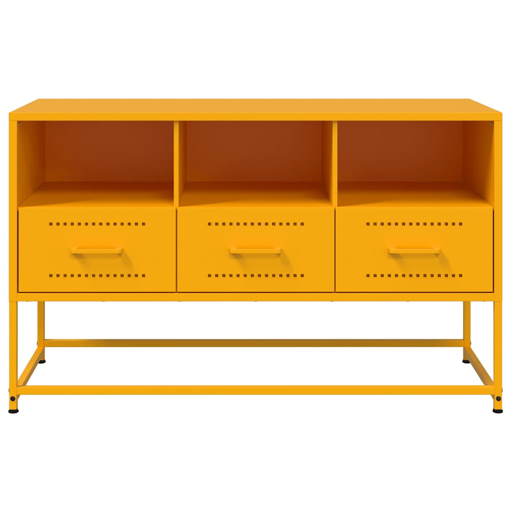 vidaXL Szafka pod telewizor, musztardowa, 100,5x39x60,5 cm, stalowa