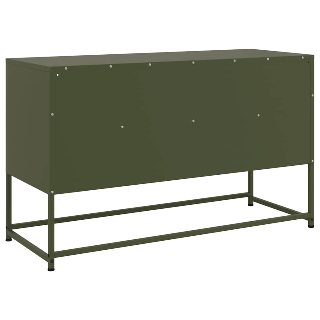 vidaXL Szafka pod telewizor, oliwkowa, 100,5x39x60,5 cm, stalowa