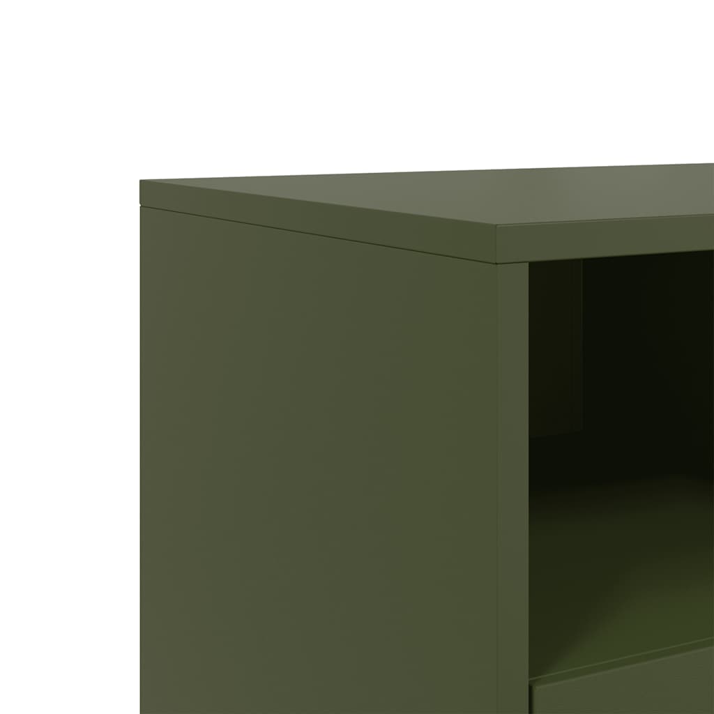 vidaXL Szafka pod telewizor, oliwkowa, 100,5x39x60,5 cm, stalowa