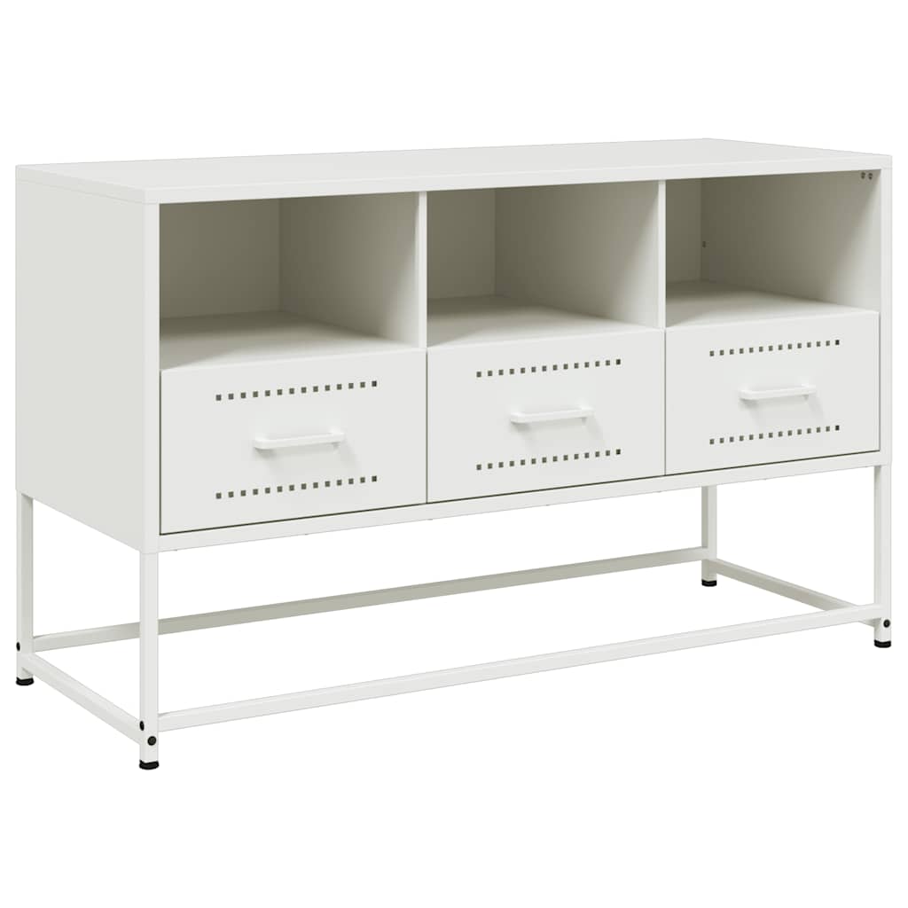 vidaXL Szafka pod telewizor, biała, 100,5x39x60,5 cm, stalowa