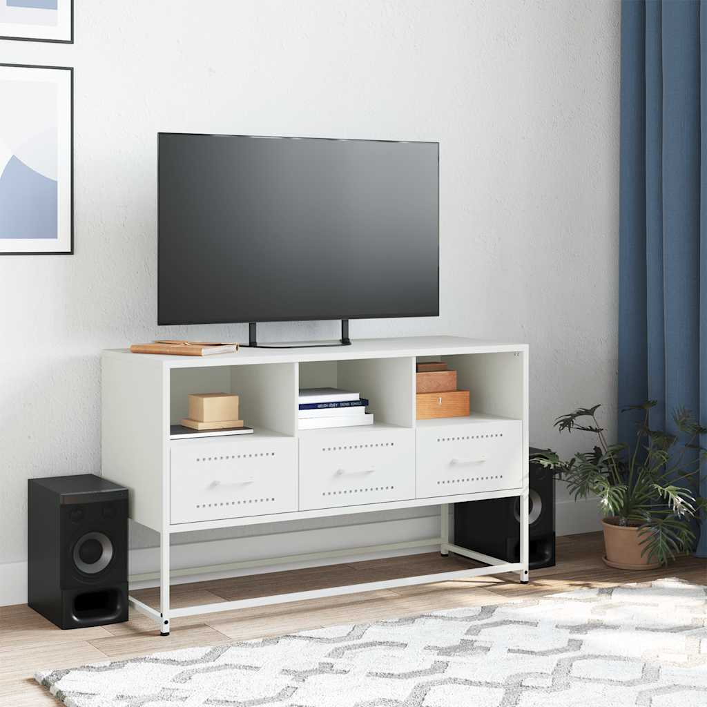 vidaXL Szafka pod telewizor, biała, 100,5x39x60,5 cm, stalowa