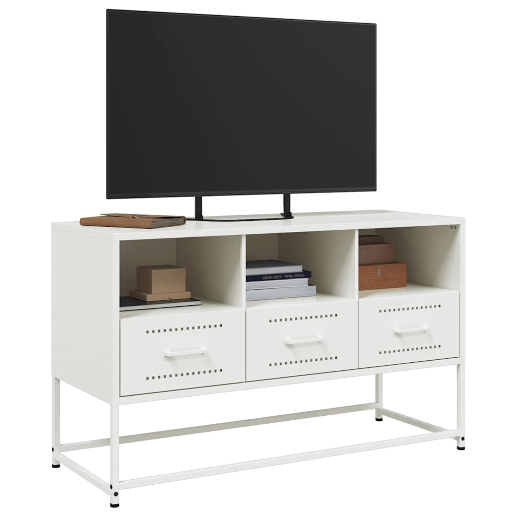 vidaXL Szafka pod telewizor, biała, 100,5x39x60,5 cm, stalowa
