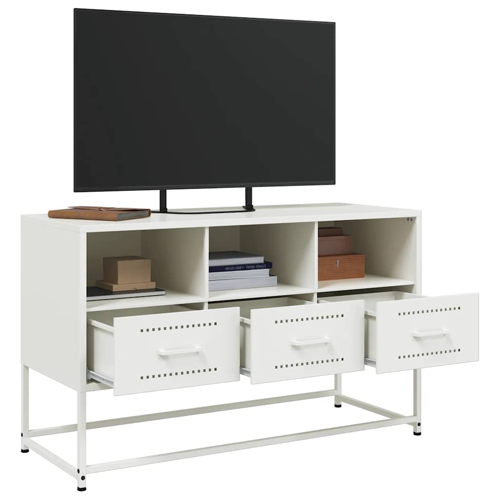 vidaXL Szafka pod telewizor, biała, 100,5x39x60,5 cm, stalowa