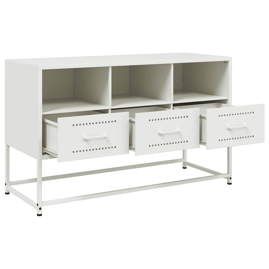 vidaXL Szafka pod telewizor, biała, 100,5x39x60,5 cm, stalowa