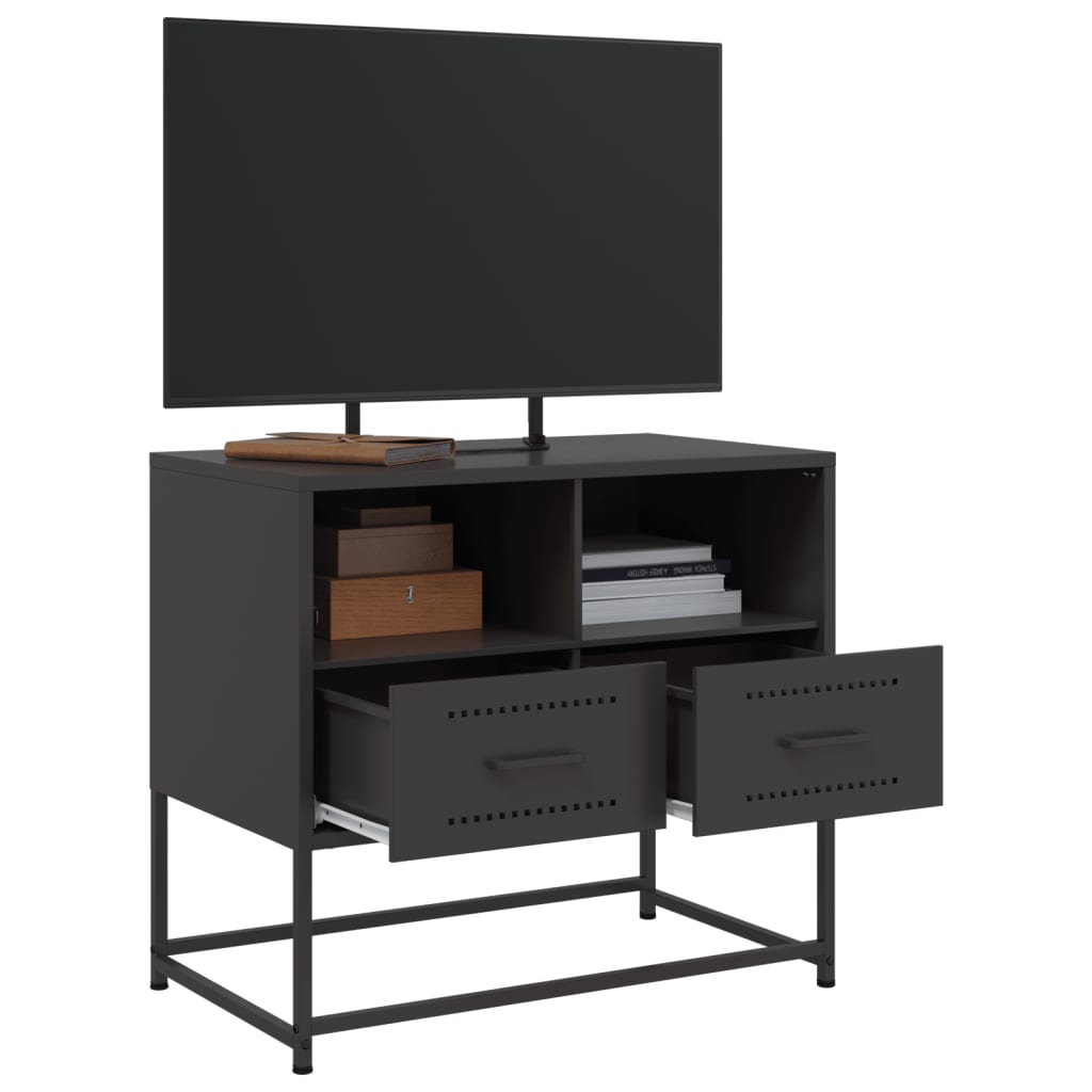vidaXL Szafka pod telewizor, czarna, 68x39x60,5 cm, stalowa