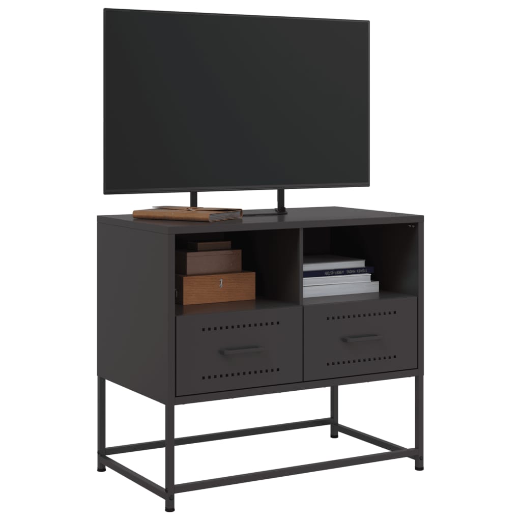 vidaXL Szafka pod telewizor, czarna, 68x39x60,5 cm, stalowa