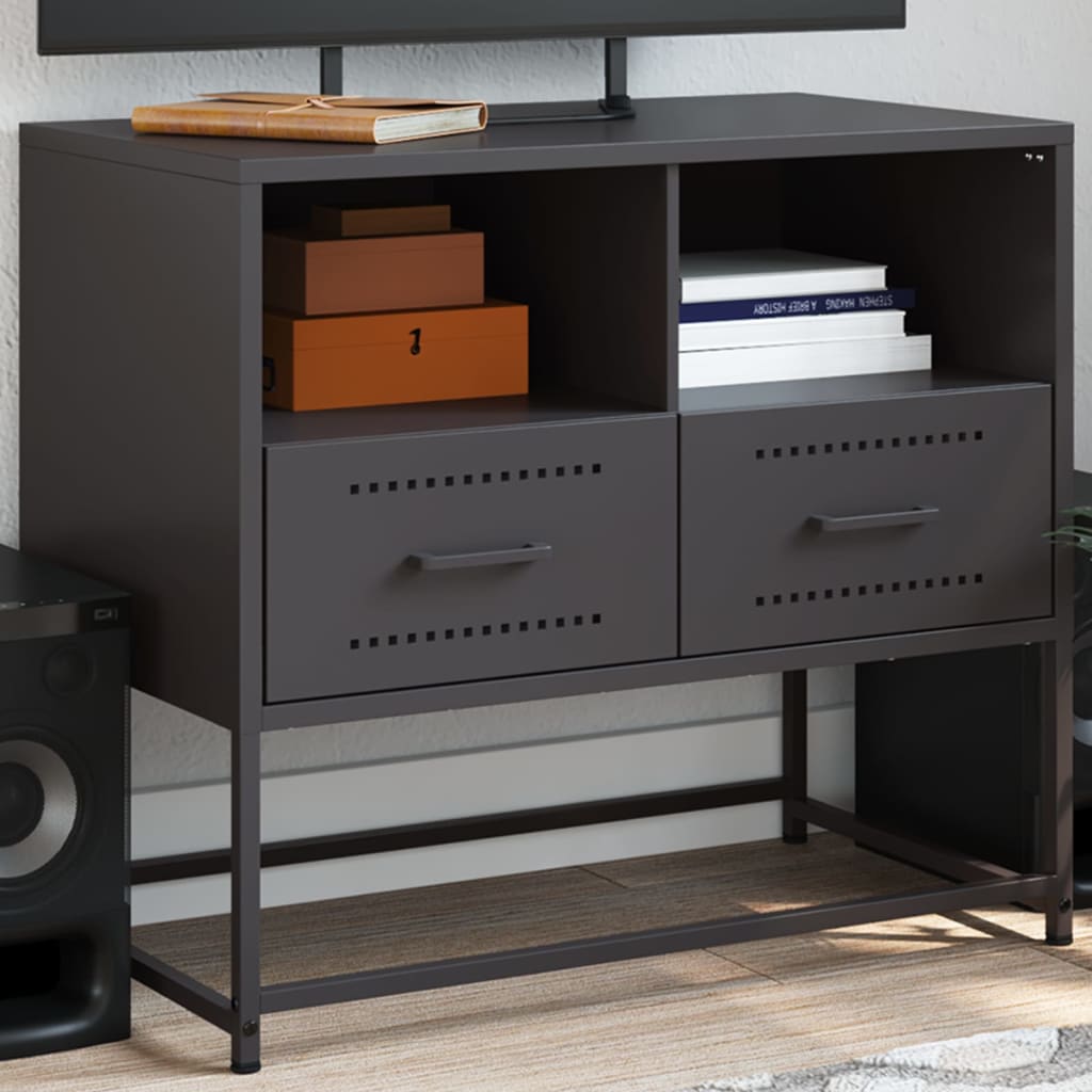 vidaXL Szafka pod telewizor, czarna, 68x39x60,5 cm, stalowa
