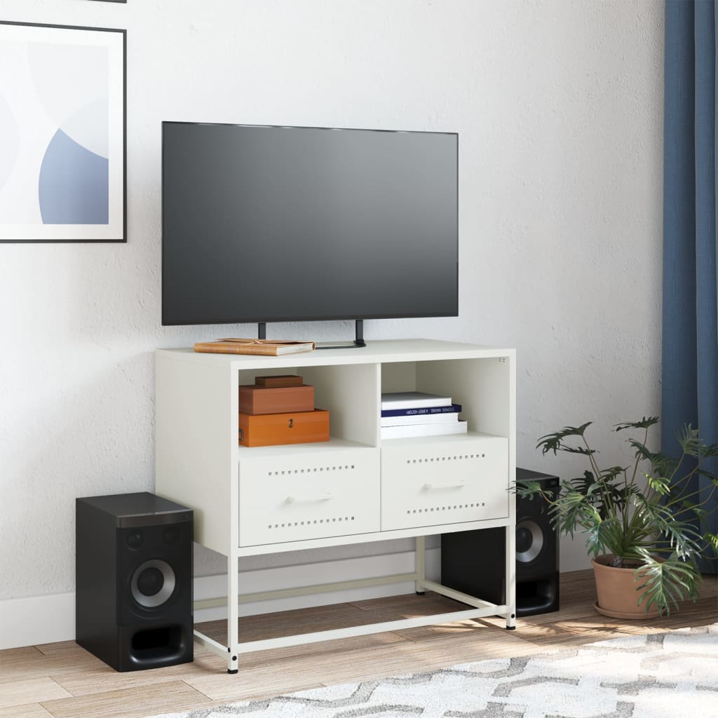 vidaXL Szafka pod telewizor, biała, 68x39x60,5 cm, stalowa