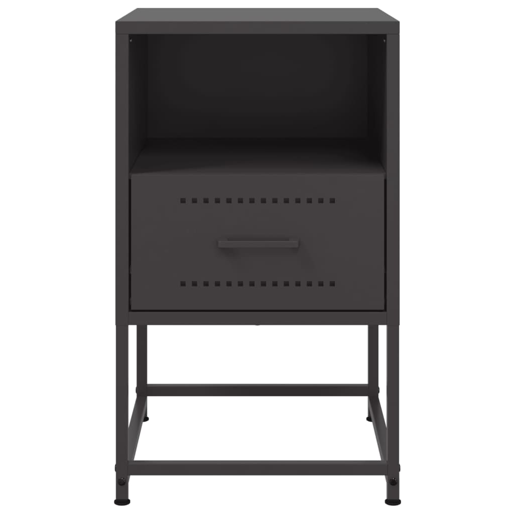 vidaXL Szafki nocne, czarne, 36x39x60,5 cm, stal