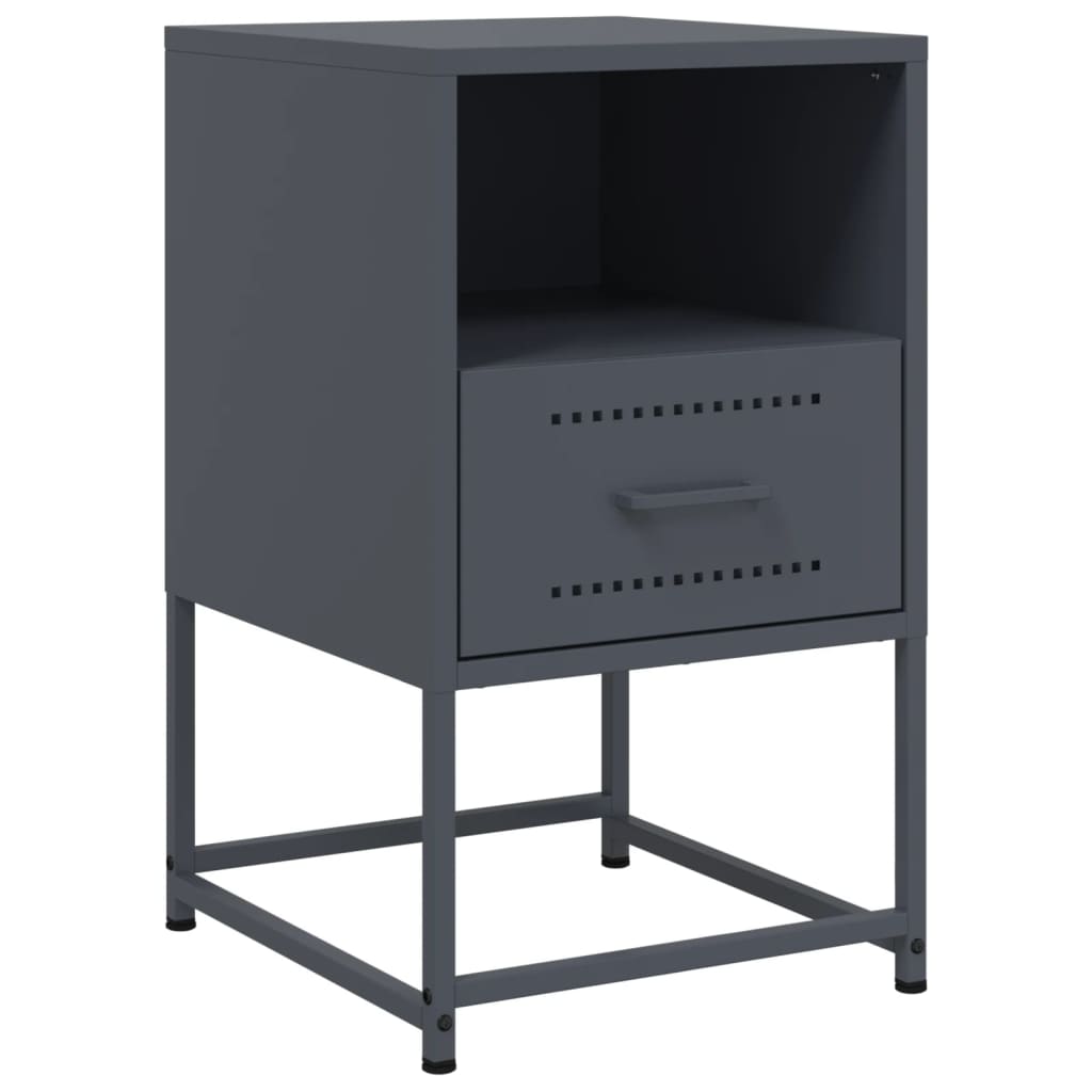 vidaXL Szafka nocna, antracytowa, 36x39x60,5 cm, stal