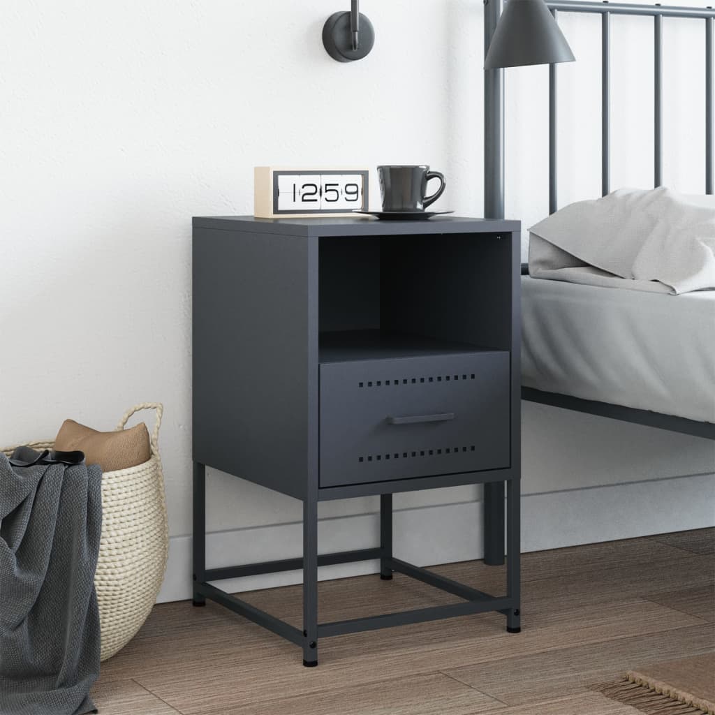 vidaXL Szafka nocna, antracytowa, 36x39x60,5 cm, stal