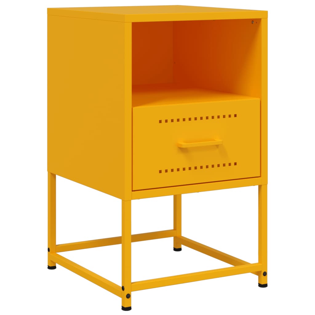 vidaXL Szafki nocne, 2 szt., musztardowe, 36x39x60,5 cm, stal