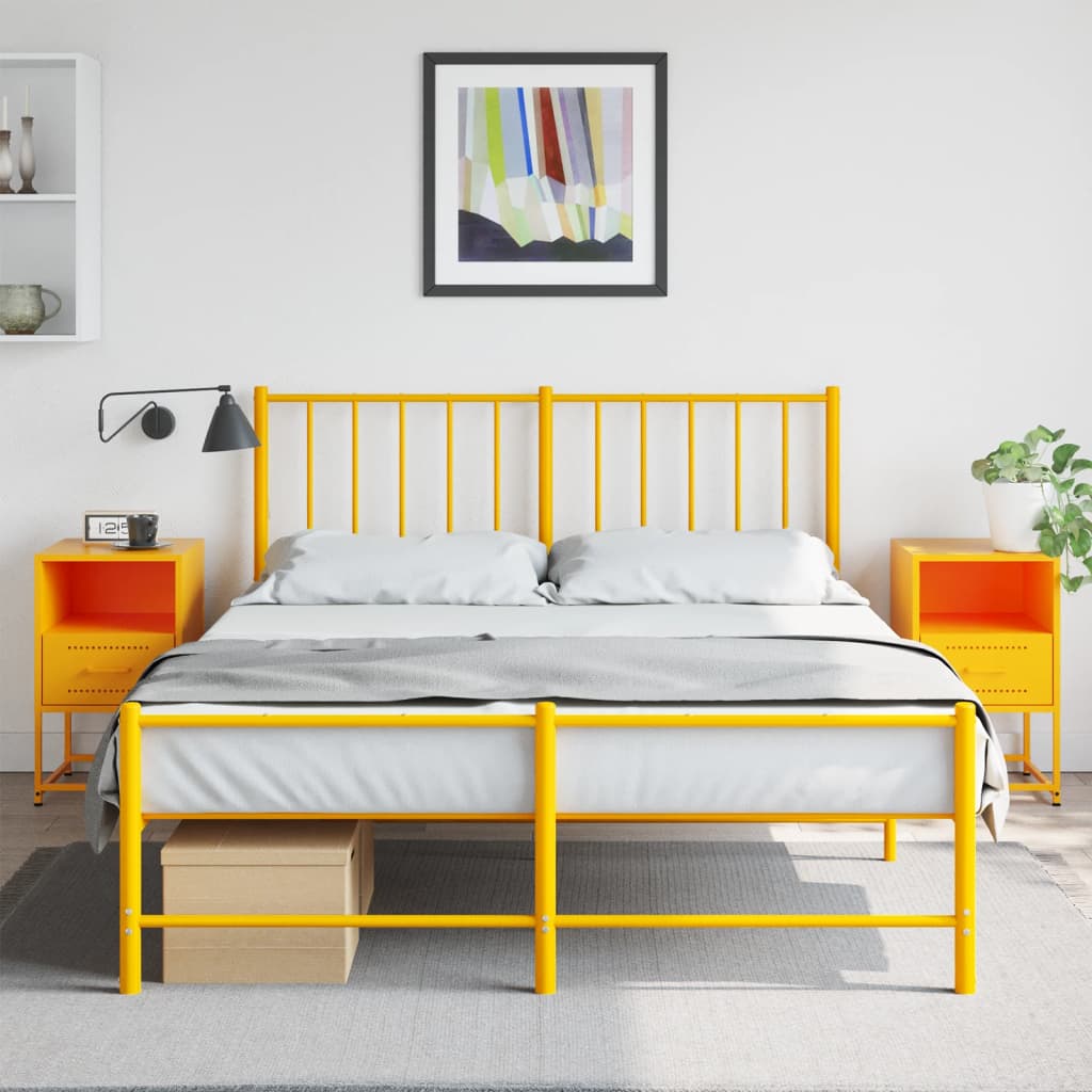 vidaXL Szafki nocne, 2 szt., musztardowe, 36x39x60,5 cm, stal