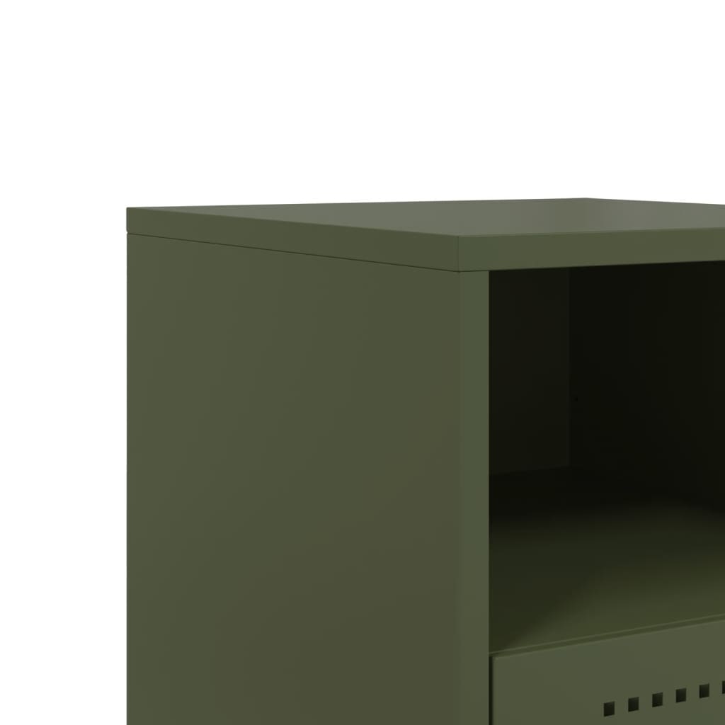 vidaXL Szafki nocne, 2 szt., oliwkowa zieleń, 36x39x60,5 cm, stal