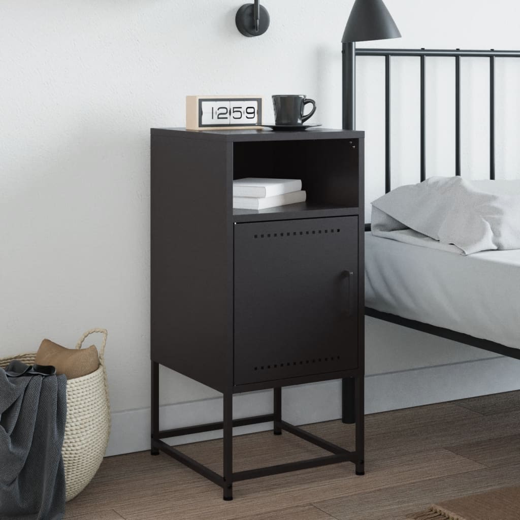 vidaXL Szafka nocna, czarna, 36x39x78 cm, stal