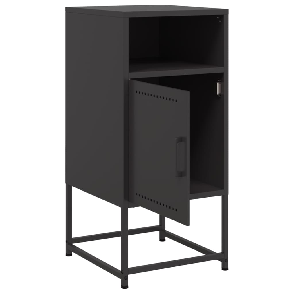 vidaXL Szafka nocna, czarna, 36x39x78 cm, stal