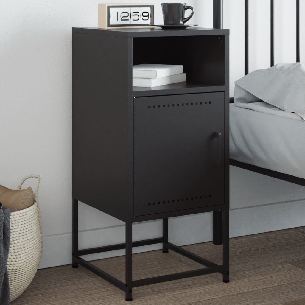 vidaXL Szafka nocna, czarna, 36x39x78 cm, stal