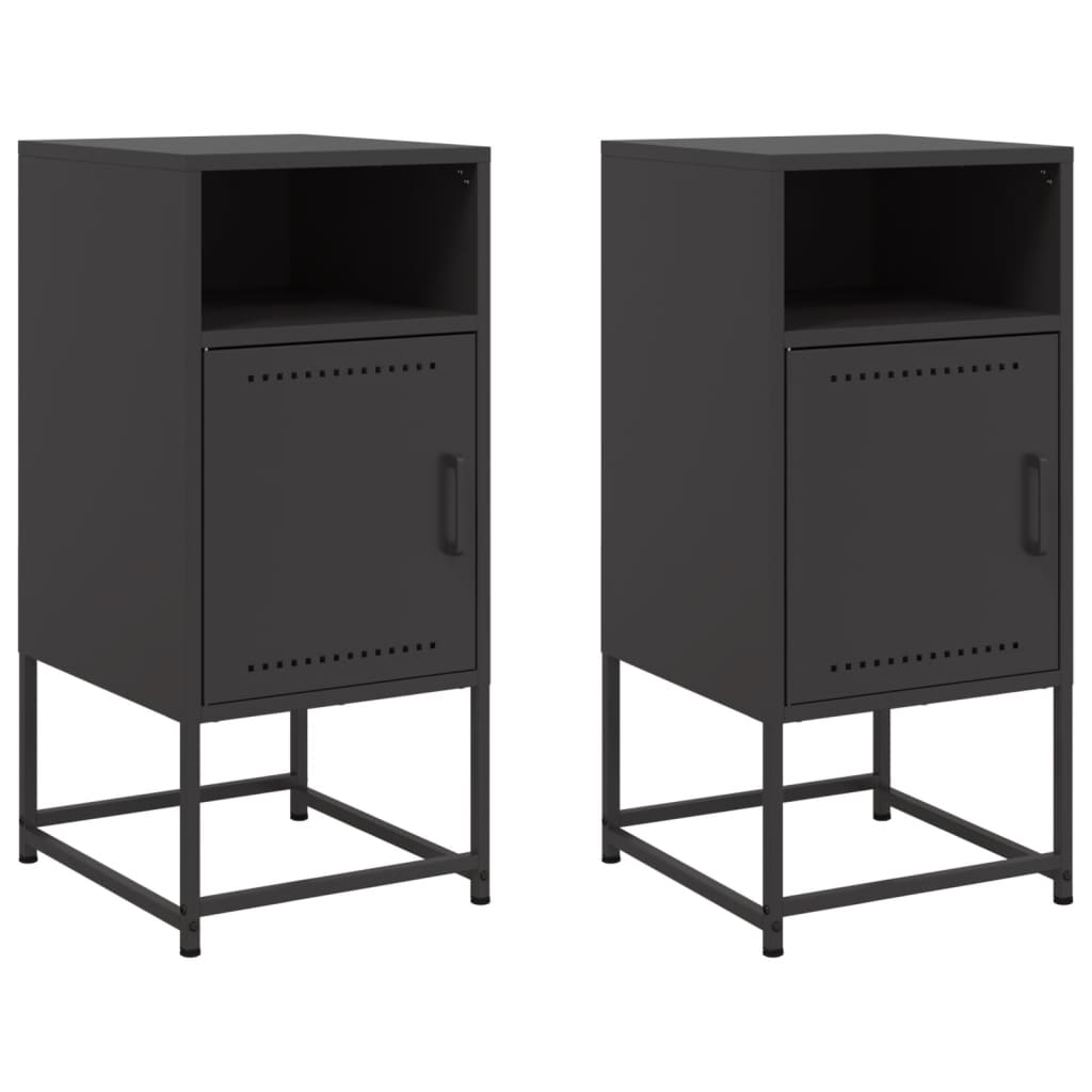 vidaXL Szafki nocne, 2 szt., czarne, 36x39x78 cm, stal