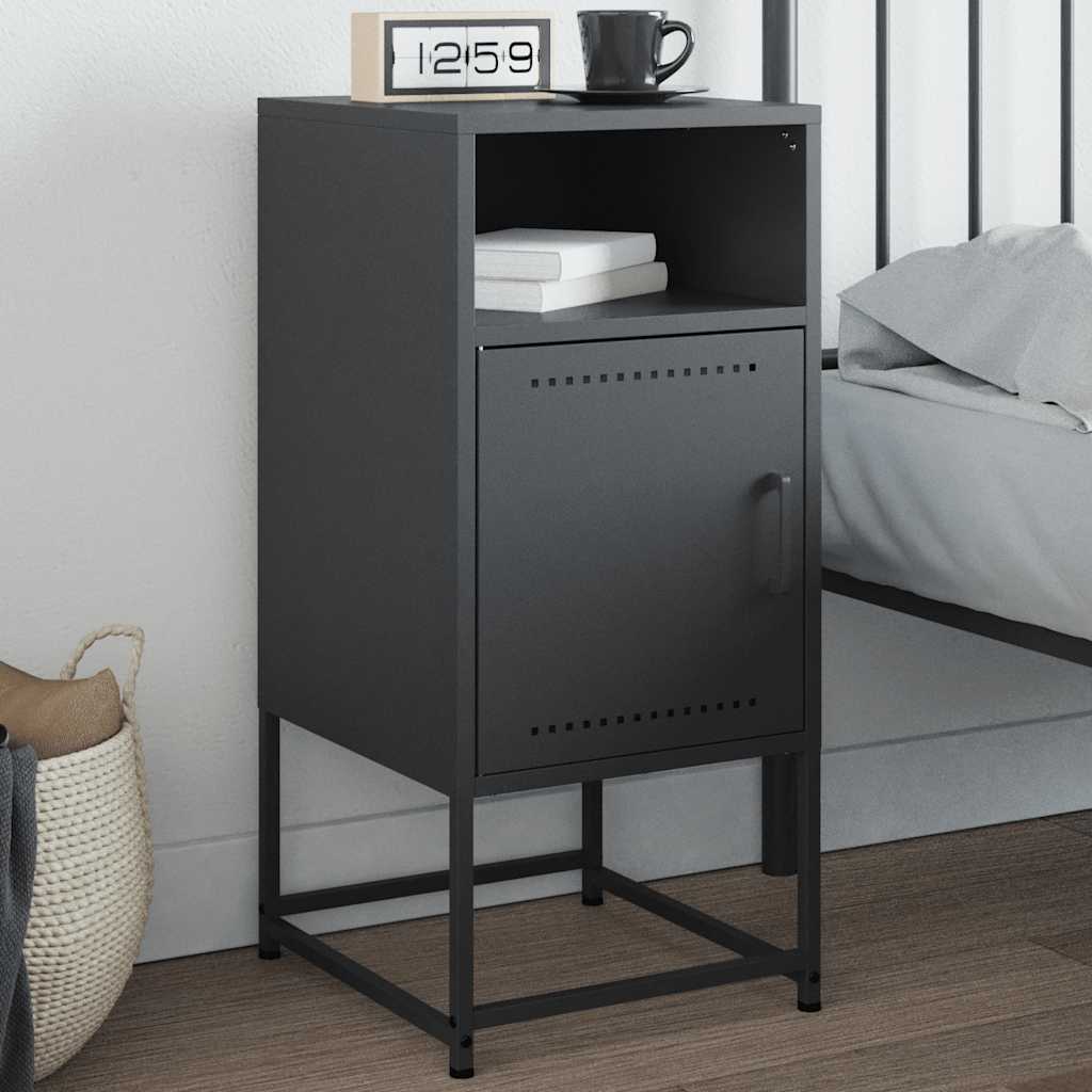 vidaXL Szafka nocna, antracytowa, 36x39x78 cm, stal