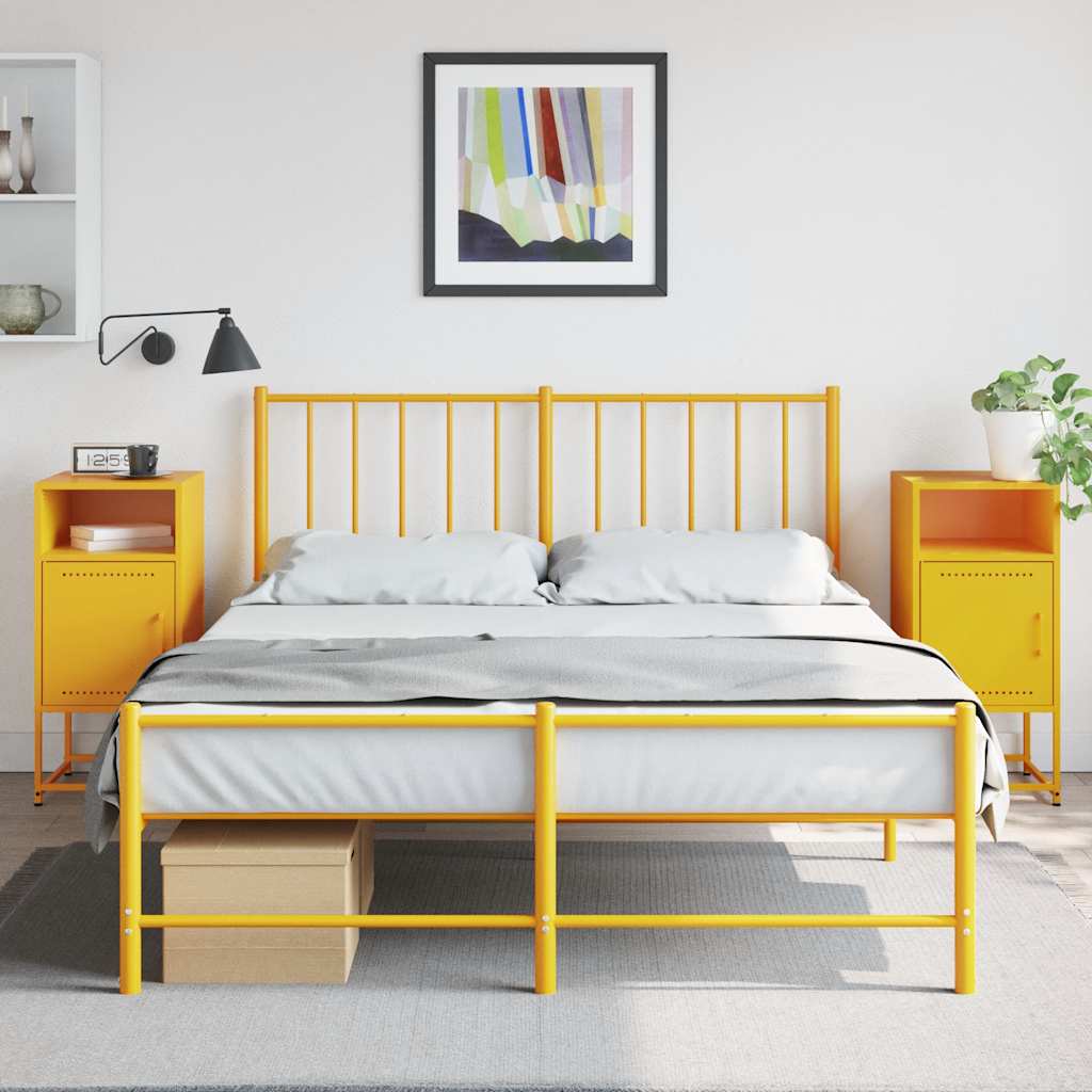 vidaXL Szafki nocne, 2 szt., musztardowe, 36x39x78 cm, stal
