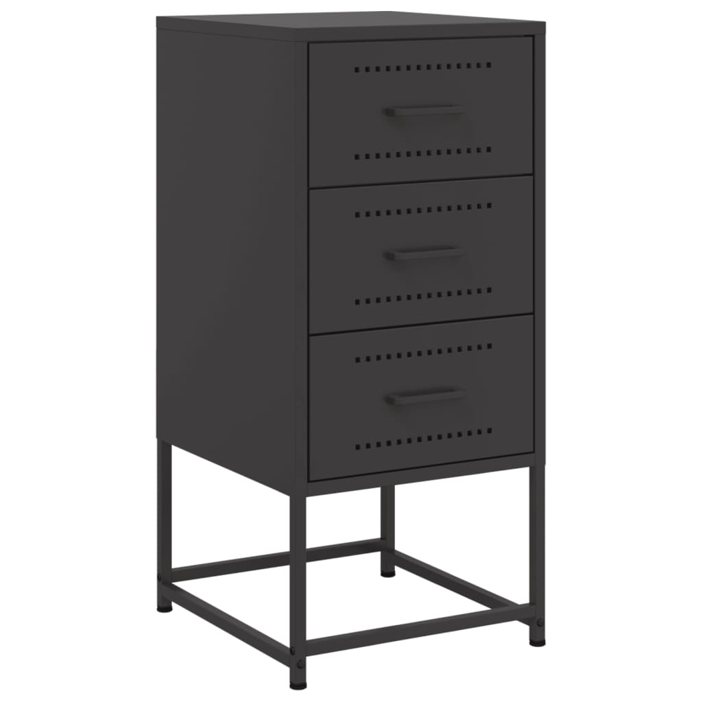 vidaXL Szafka nocna, czarna, 36x39x78 cm, stal