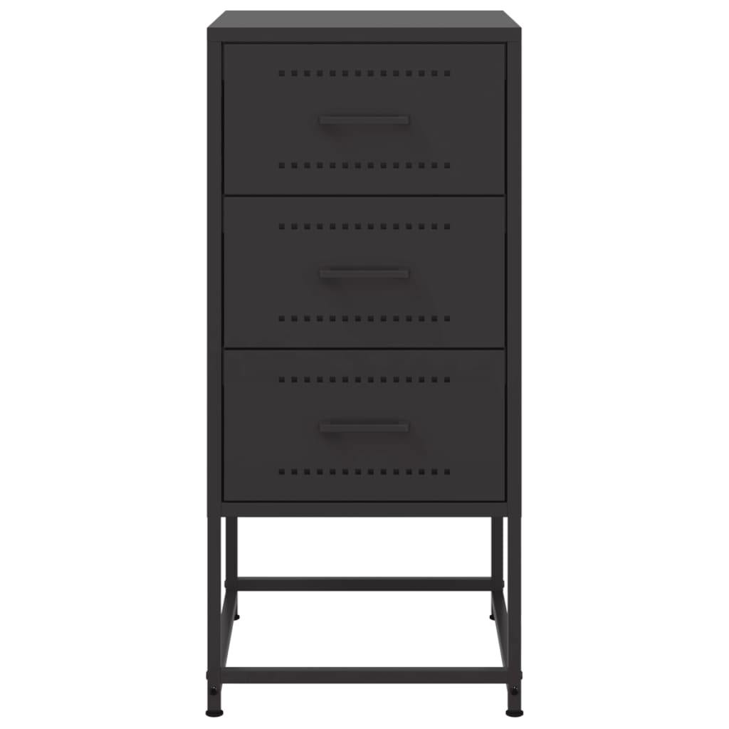 vidaXL Szafka nocna, czarna, 36x39x78 cm, stal