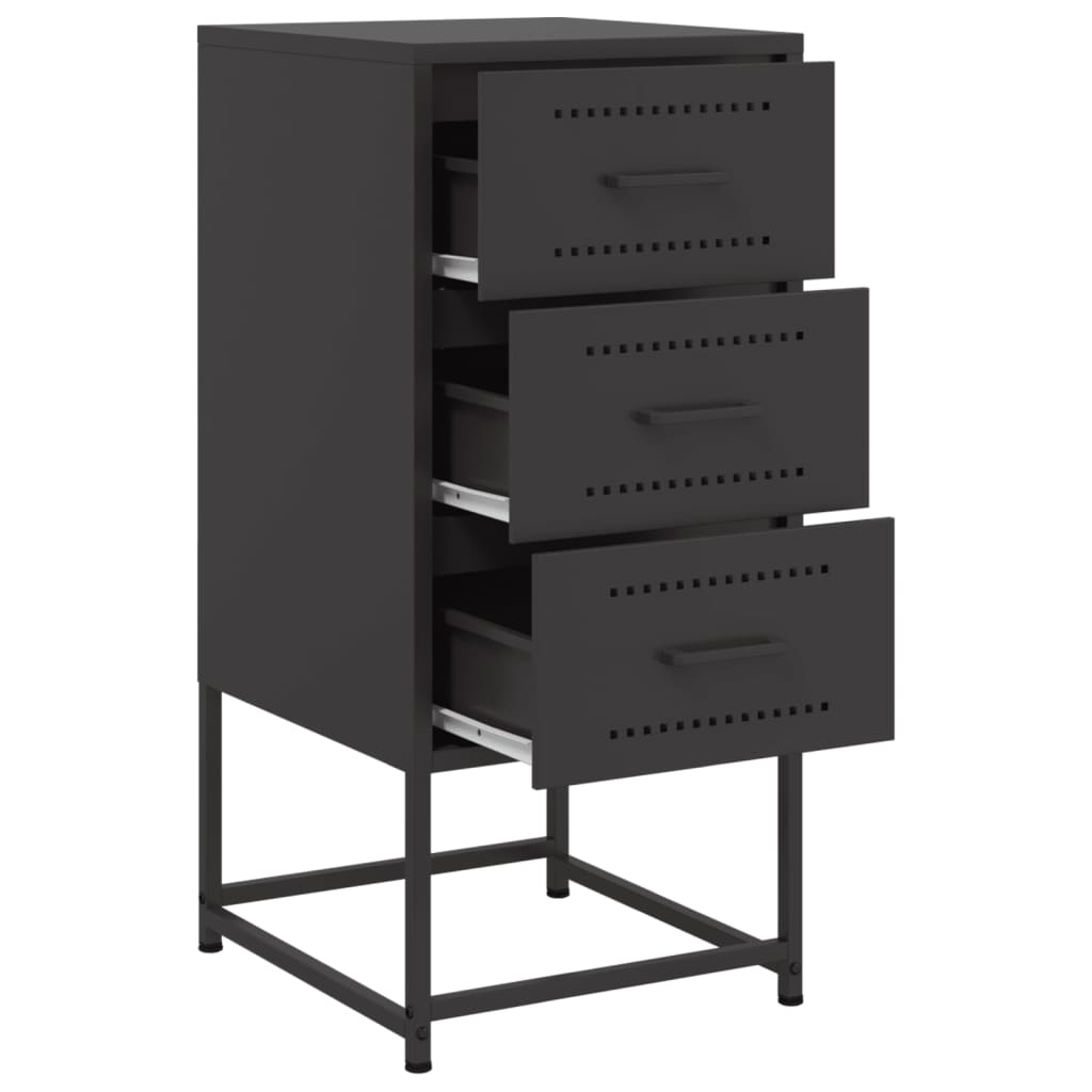 vidaXL Szafka nocna, czarna, 36x39x78 cm, stal