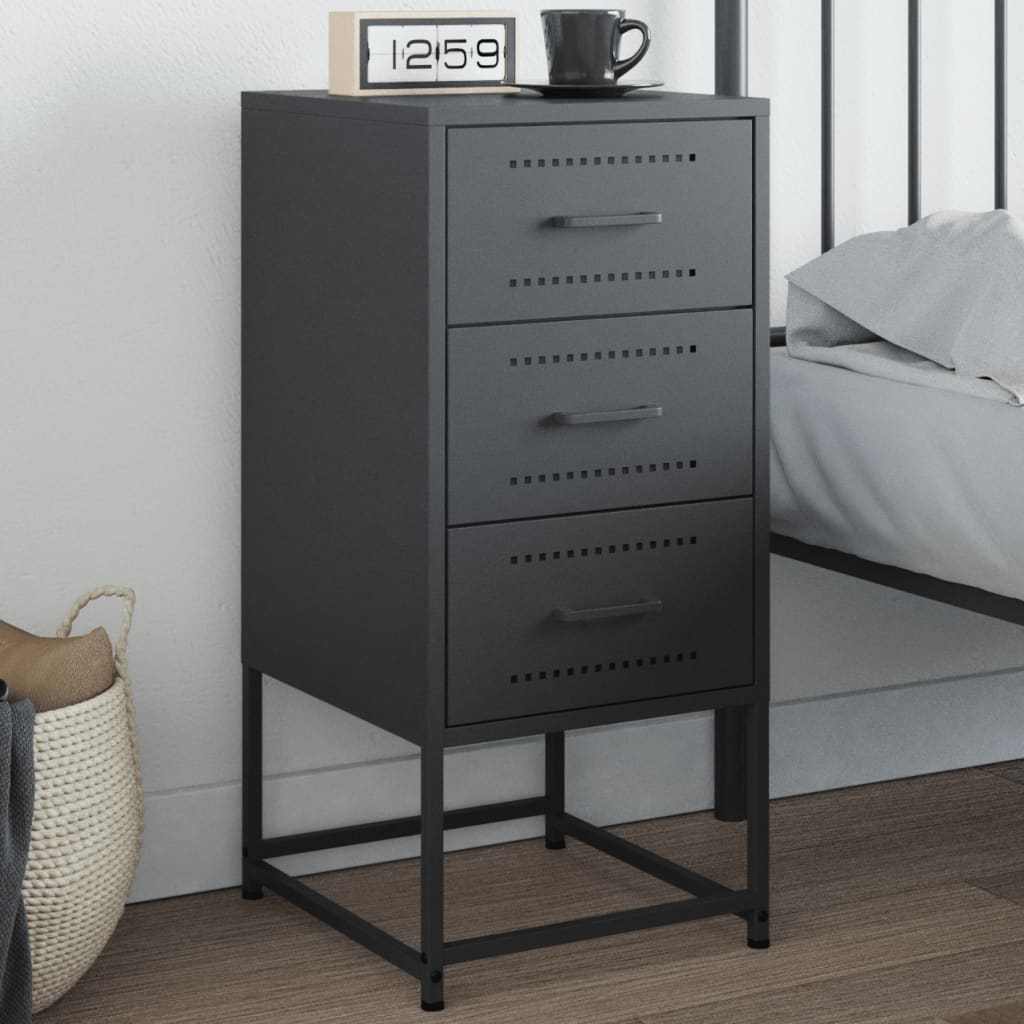 vidaXL Szafka nocna, antracytowa, 36x39x78 cm, stal
